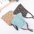 thumbnail image 3 of Qian 2pcs Floral Cotton Mask Three-layer Washable Fashion Breathable Printed Mask Style-22, 3 of 5