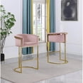 thumbnail image 3 of Home Square Velvet Barstool with Chrome Base in Pink - Set of 2, 3 of 4