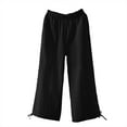 thumbnail image 2 of Baqcunre Trousers Pants for Women Mid Waist Pockets Elastic Waist Solid Loose Pants Casual Long Trousers Womens Fashion Women's Pants Womens Pants Womens Clothes Black XL, 2 of 7