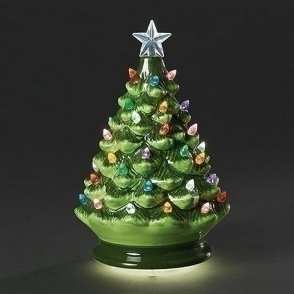 Roman Lighted Rotating Vintage Tree with Bulbs Figurine 8 Inch