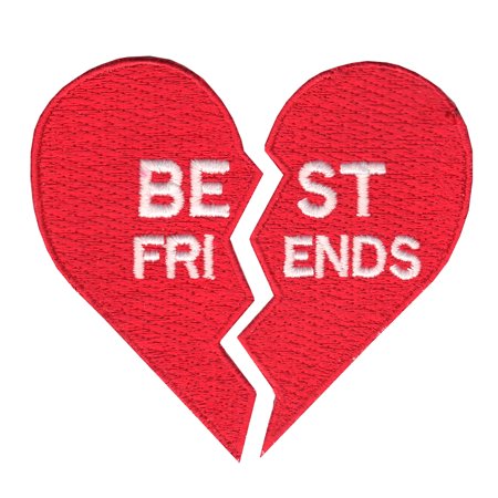 Best Friends Split Heart Iron On Applique Patch (Best Iron On Patches)