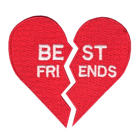 Best Friends Split Heart Iron On Applique Patch