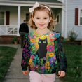 thumbnail image 3 of Yuyamidu Black Cat Sweatshirt for Girls 3T 4T Cute Animal Graphic Sweatshirts Long Sleeve Ruffle Shoulder Crewneck Pullover Tops Lightweight Soft Outdoor Play Wear, 3 of 8