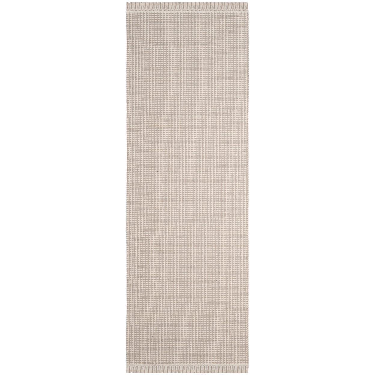 SAFAVIEH Montauk Patton Geometric Cotton Area Rug, Ivory/Grey, 4' x 4' Round
