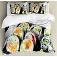 thumbnail image 1 of Wasabi Duvet Cover Set King Size, Macro Food Photography with Traditional Assorted Sushi Plate with Soy Sauce Print, Decorative 3 Piece Bedding Set with 2 Pillow Shams, Multicolor, by Ambesonne, 1 of 3