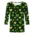 thumbnail image 2 of Craaazy Ladies' Leisure St. Patrick's Day Printed Round Neck 3/4 Sleeve T-shirt Loose Top Gifts, 2 of 5