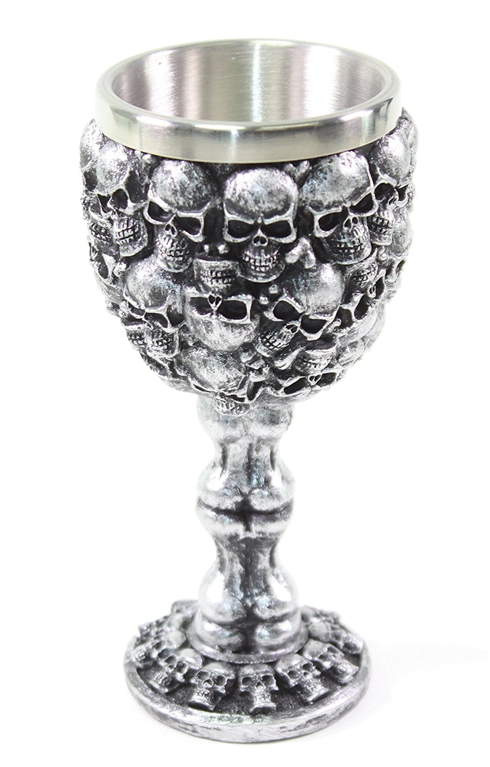 Set of 4 Medieval Dragon Wine Goblet Chalice Resin Body Stainless Steel Faux ...
