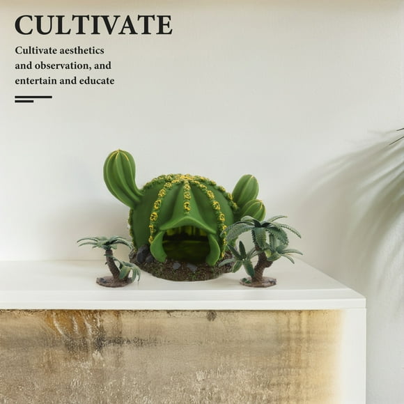 OULII 3Pcs Cactus Figurine Realistic Texture Small Tree Decor for Aquarium Cactus Decor Terrarium Plants