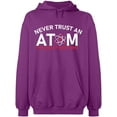 thumbnail image 2 of OXI Hoodie Sweatshirt - Never Trust An Atom, Basic Casual Hoodie for Men's and Women Fleece Hoodie Long Sleeve - Purple Small, 2 of 3