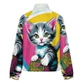 thumbnail image 6 of Jackets for Women Winter Coat Jackets Flannel Stand Collar Jacket(Cute Cat Playing Yarn,Size:S-4XL), 6 of 7
