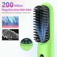 thumbnail image 2 of Cordless Hair Straightening Brush-199 Million Negative Ions, 20S Fast Heat Up,3 Temperature Settings,4000mAh USB-C Rechargeable,Compact & Travel-Friendly with LED Display, Green, 2 of 8
