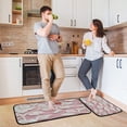 thumbnail image 6 of 2-Piece Kitchen Mat Set Non Slip Washable Floor Mats Decorative Rugs for Kitchen Sink Laundry Delicate White Lace Floral Pattern, 6 of 7