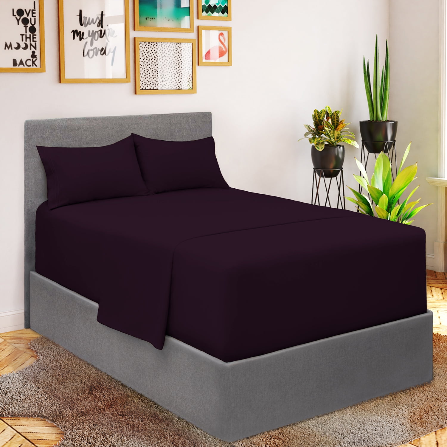 Mellanni Extra Deep Pocket Queen Sheet Set, 4 Piece Hotel Luxury 1800 Brushed Microfiber Bedding Sheets and Pillowcases, Fitted Sheet Up to 21 inch