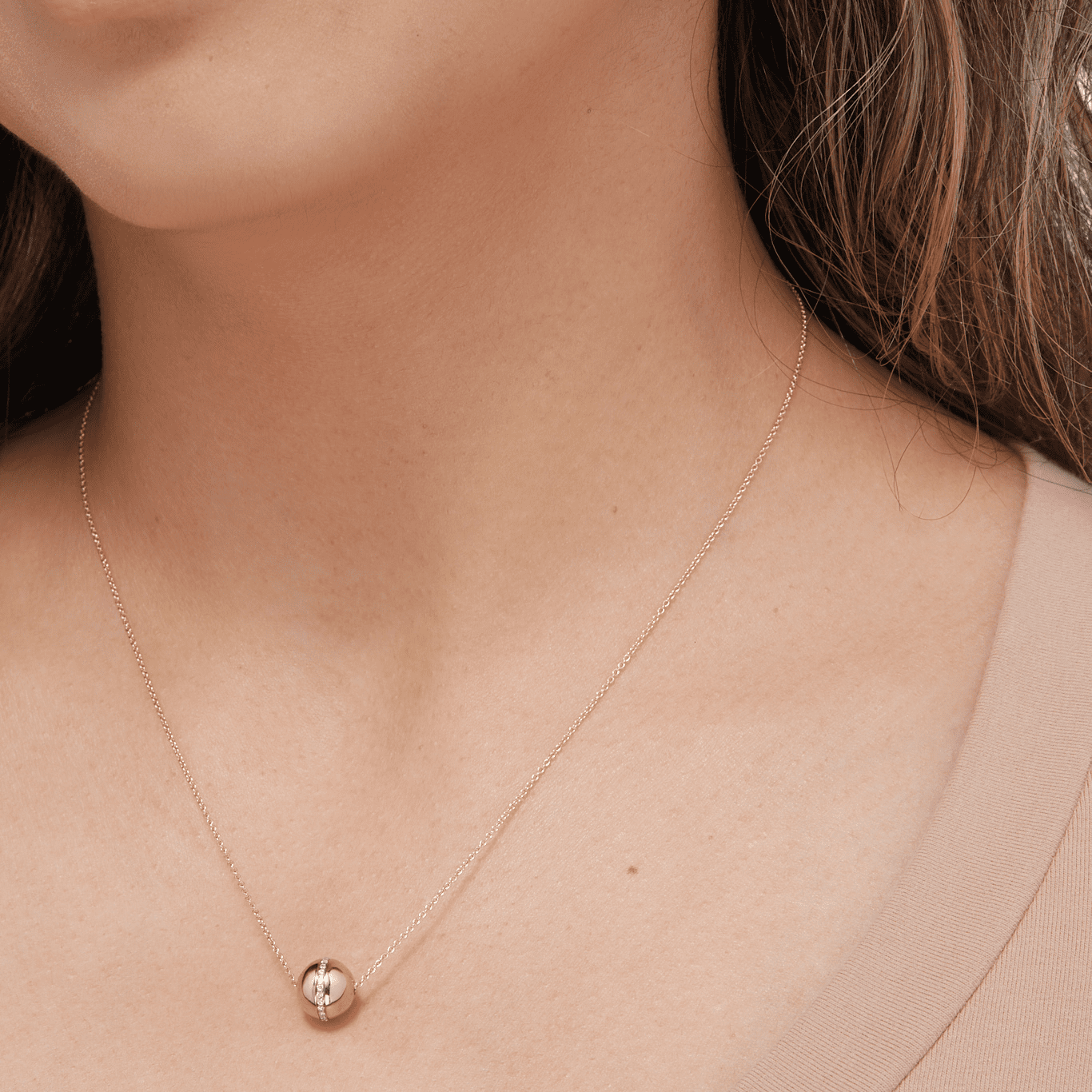 Women's Welry 1/10 cttw Diamond Ball Pendant Necklace in 10kt Yellow Gold, 17"