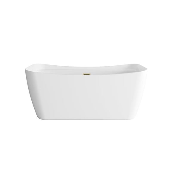 Elegant Kitchen & Bath BT10459GW-BGD 59 in. Soaking Bathtub with Brushed Gold Trim - Glossy White