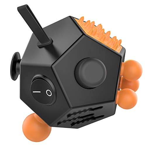 Atic 12 Sided Fidget Cube Fidget Twiddle Cube Dodecagon Stress Relief Hand Toy Decompression For Add Adhd Autism Kids And Adults Black Orange Walmart Com Walmart Com