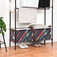 thumbnail image 3 of Yayeee Foldable Storage Basket for Shelves with Handles Set of 2 Waterproof Cloth Bins, Orange Abstract Lines, 3 of 7