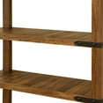thumbnail image 3 of Umey 71 Inch Rustic Bookcase, 4 Shelves, Black Iron Base, Brown Mango Wood, 3 of 4