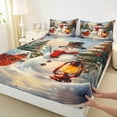thumbnail image 3 of Feelyou Snowman Twin Sheet Sets for Teens, Winter Snowflake Twin Fitted Sheet, Merry Christmas Flat Sheet, Breathable Home Decor,3 Pieces, 3 of 7