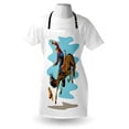 thumbnail image 4 of Rodeo Apron, Cowboy Failing off His Horse in an Arena Old West Exotic Sports Digital Graphic, Unisex Kitchen Bib with Adjustable Neck for Cooking Gardening, Adult Size, Multicolor, by Ambesonne, 4 of 4