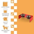 thumbnail image 3 of THE LICKER STORE Keaton 7.5" Medium/Large Modern Acrylic Rectangular Elevated Pet Feeder with 54oz 2-Stainless Steel Bowls, Red/Chrome, DBL2001H, 3 of 7