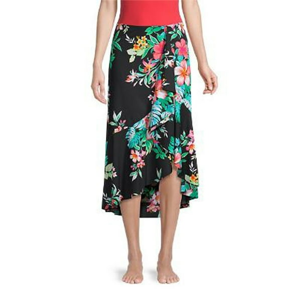 Tommy Bahama Floral-print Flounce Skirt, Black, Small