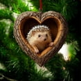 thumbnail image 2 of Forest Animal Acorn Ornaments Cozy Forest Christmas Ornament, Heart Shaped Pine Cone Animal Decoration, Woodland Hedgehog Hanging Ornament, 2D Flat Acrylic Hanging Ornament Home Party Décor, 2 of 7