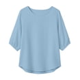 thumbnail image 4 of Neewe Womens Plain Round Neck Half Sleeve Top Curved Hem Blouses Loose Shirts Spring Summer Fashion Casual T Shirts, 4 of 7