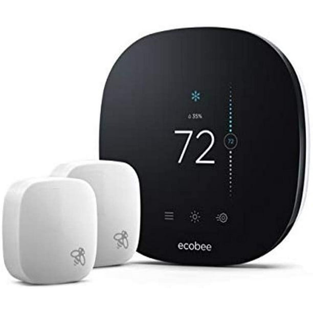 Ecobee 3 Lite Smart Thermostat With 2 Room Sensors Black (NEW