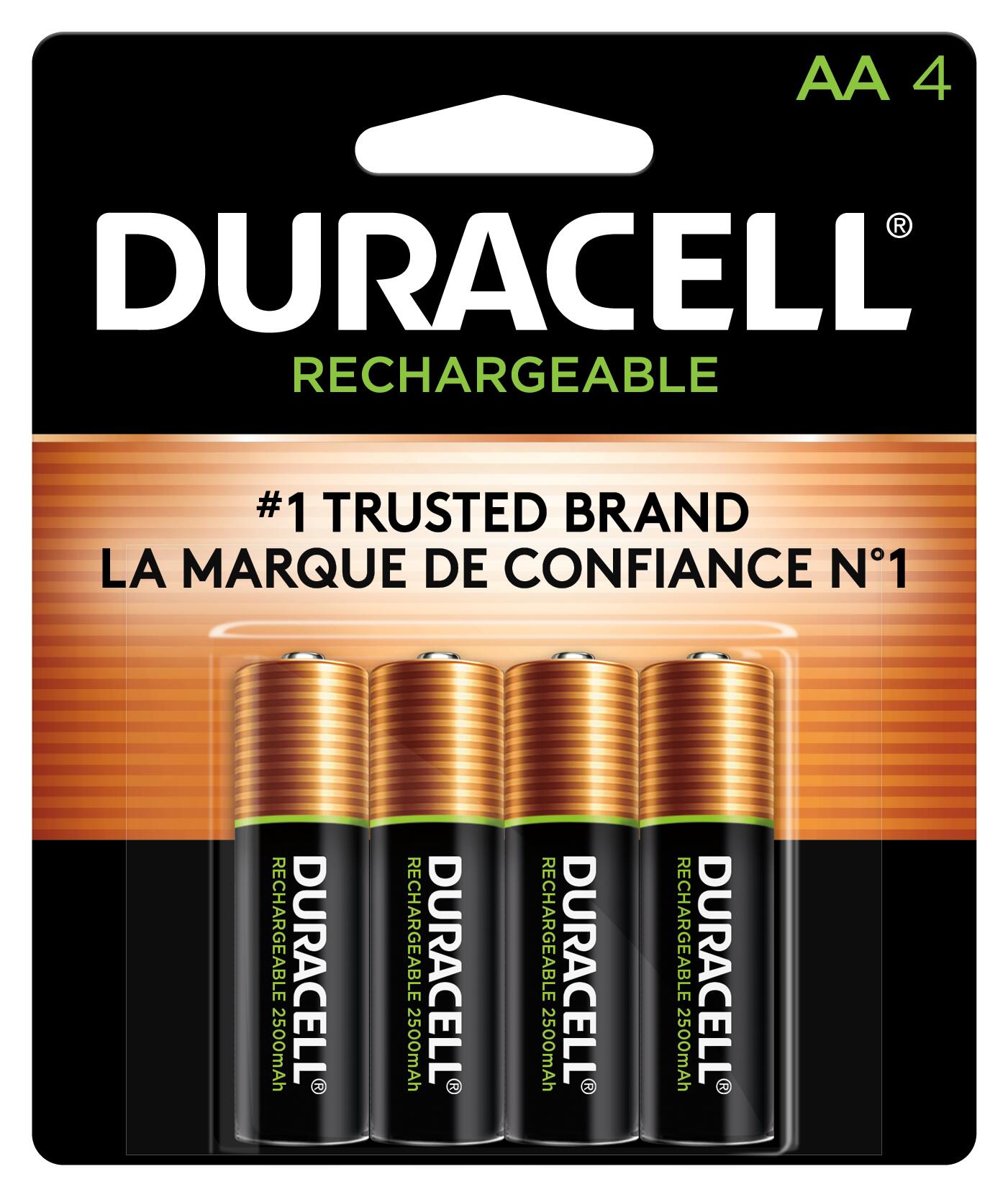 Duracell DX1500B4N Rechargeable Staycharged Nimh Batteries, Aa, 4/Pack