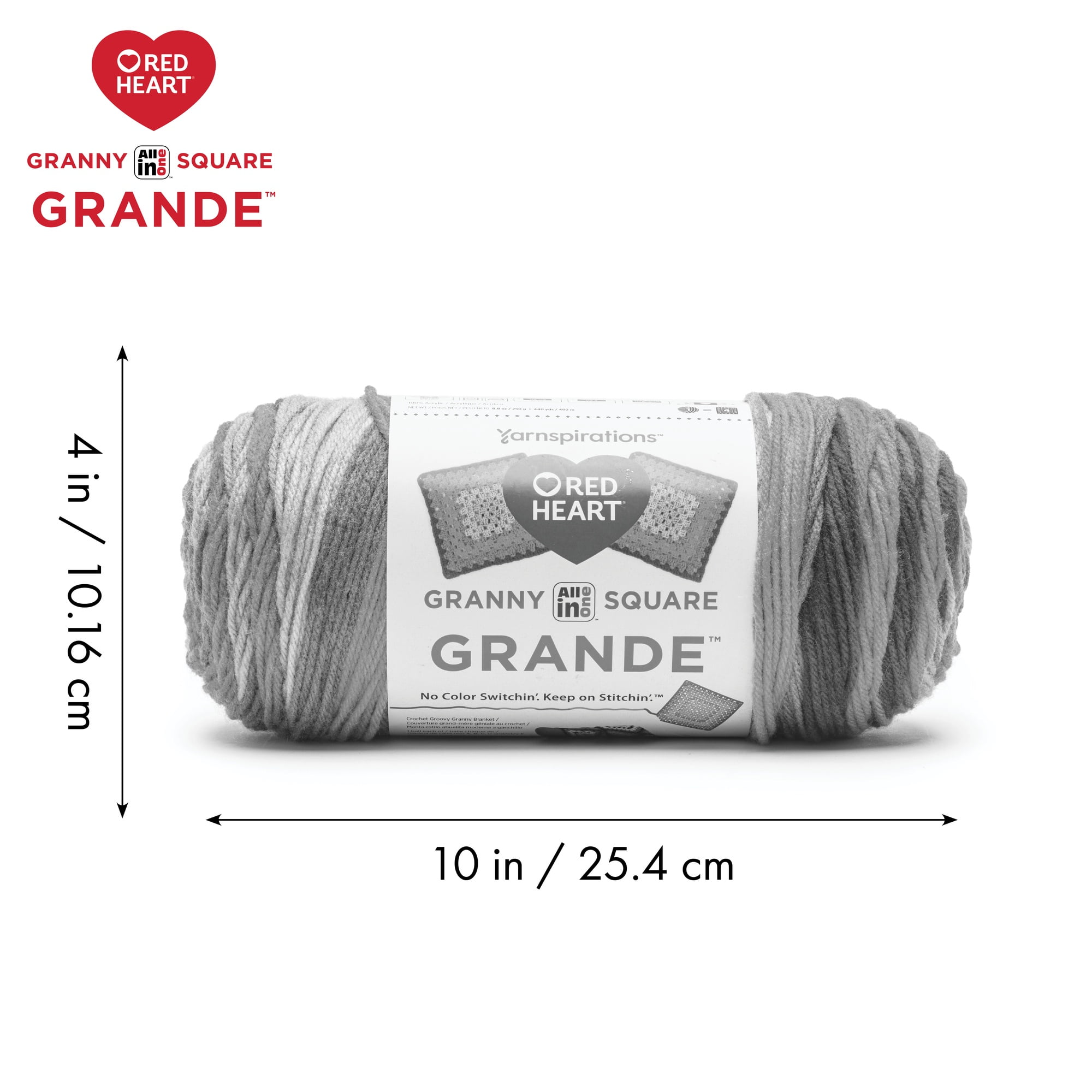Red Heart® All In One Granny Square Grande™ #4 Worsted (Medium) Acrylic Yarn, Almandine 8.8oz/250g 440 Yards (3 Pack)