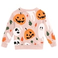 thumbnail image 4 of Boys Girls Halloween Sweatshirt All-cut Print Pullover Fall Long Sleeve Crewneck Loose Fit for Casual Wear Pink-2,13-14 Years, 4 of 4
