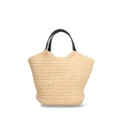 Balmain Women's Beige Straw Rafia Logo Tote Bag Neutrals
