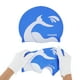 thumbnail image 5 of Gorro de Natación Impermeable con Patrón de Cola de Ballena 1 Pc Blanco Azul Oscuro, 5 of 6