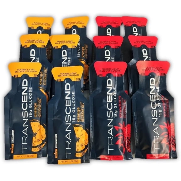 Transcend 15g Glucose Gel Orange & Strawberry Assortment 12 Count