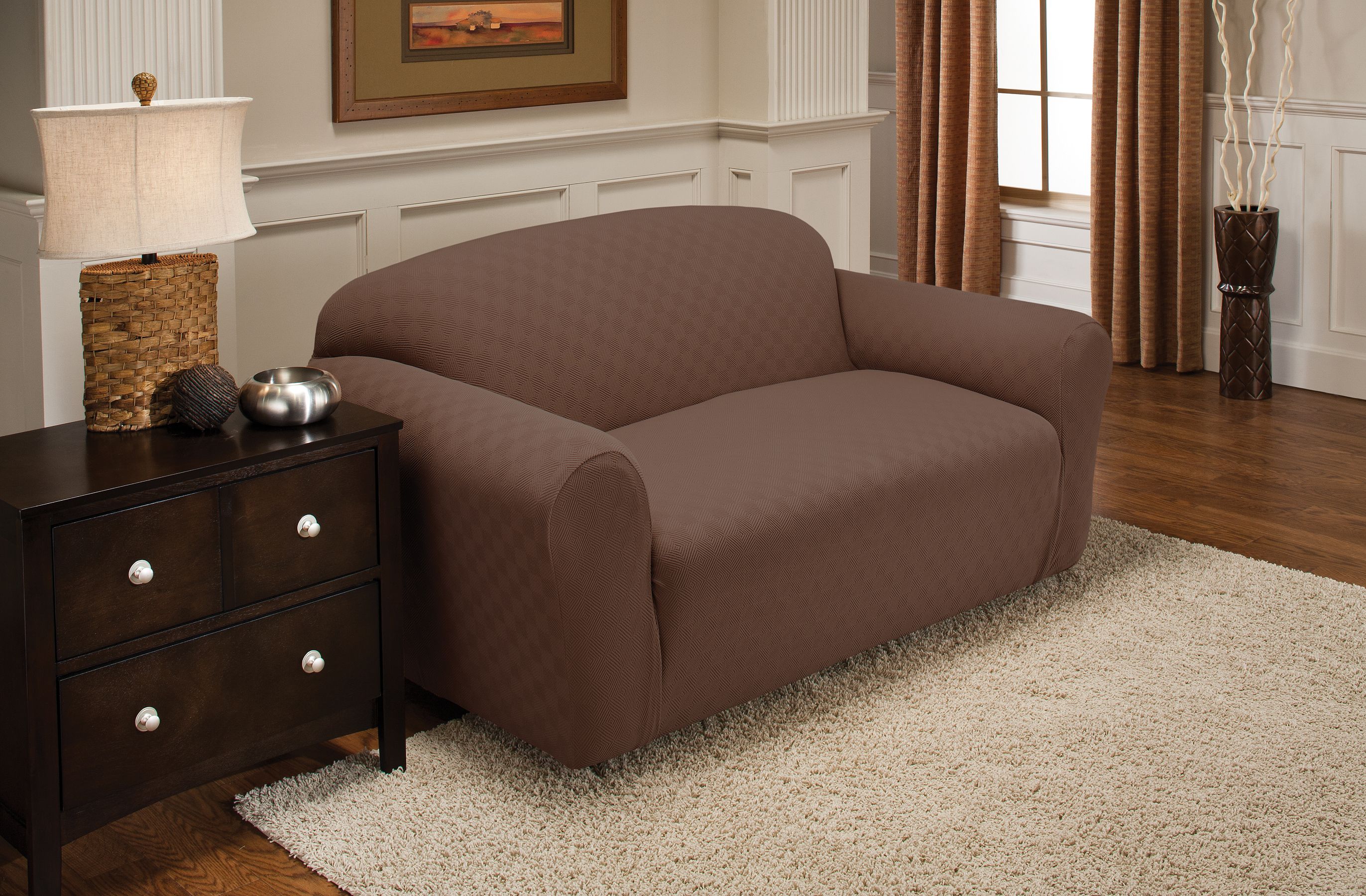 Stretch Sensations 1-Piece Stretch Newport Loveseat Slipcover, Cocoa - image 5 of 7