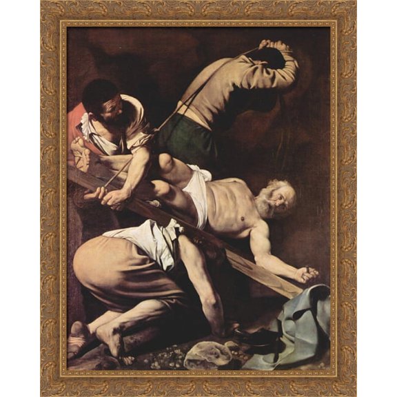 Crucifixion of Saint Peter 28x36 Large Gold Ornate Wood Framed Canvas Art by Caravaggio