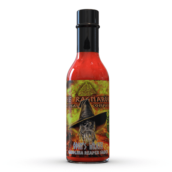The Ragnarok Hot Sauce Company Odin’s Wrath Special Edition Carolina Reaper Sauce made with 5 Million Scoville Pepper Extract, Peri-peri and Piquillo Peppers