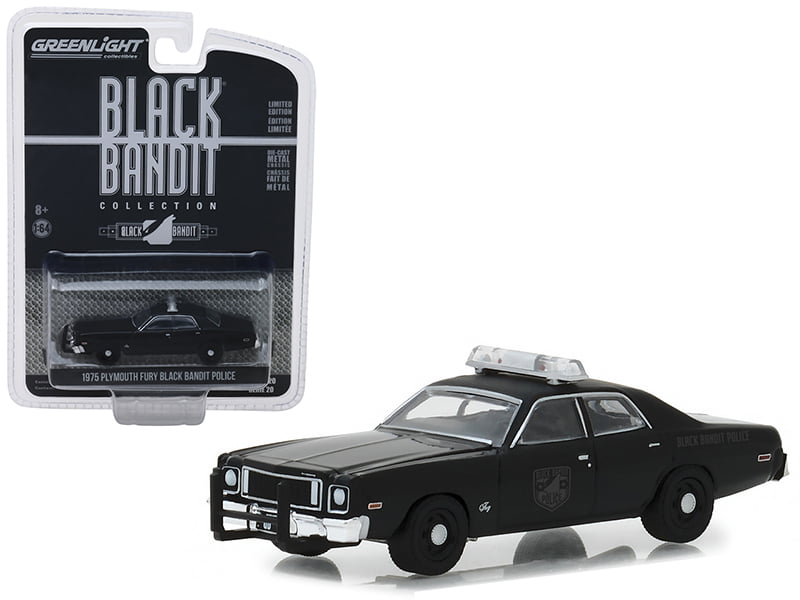 1:64 GreenLight 1975 Plymouth Fury Police Black Bandit Series 20