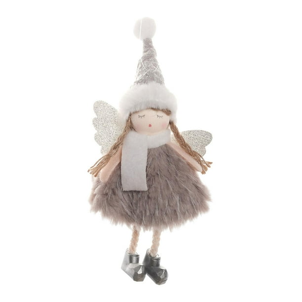 Colgantes de ángel decorativos, muñeco de ángel, adornos colgantes para árbol de Navidad Gris