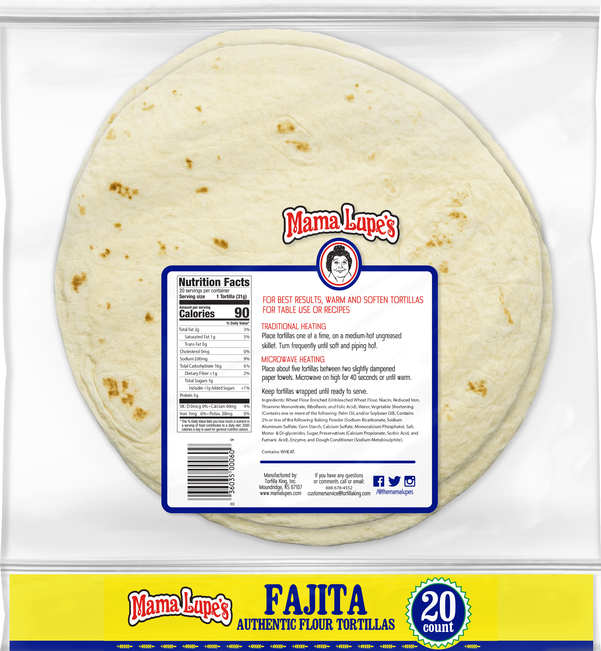 (3 pack) Mama Lupe's Fajita Authentic Flour Tortillas, 20 Count, 22 oz – Family pack for Quick Tacos and Fajitas
