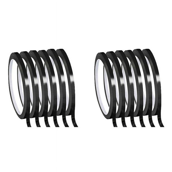 NEW Whiteboard Pinstripe Tape 12 Rolls 1/8Inch Thin White Board Dry Erase Line Gridding (Black)