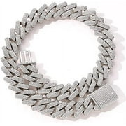 OC JEWELRY 14k Gold/White Gold Plated Miami Bling Chain Lab Diamond Luxury Choker Chain Necklaces Jewelry. 20mm Hip Hop Iced Out Cuban Link Chain Necklace