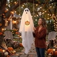 thumbnail image 3 of Halloween Decorations Ghost Holding Pumpkin Swing Hanging Decoration, Battery Operated Light Up Ornament, Halloween Outdoor Yard Porch Tree Party Decor, 3 of 5
