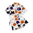 thumbnail image 5 of CQXIDFH Halloween Button Down Pajamas for Women Spooky Ghost Pumpkin Black Cat Print Short Sleeve Pj Set Soft Holiday Sleepwear Cute Two Piece Nightwear, 5 of 6