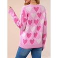 thumbnail image 3 of Women Long Sleeve Sweater Autumn Crew Neck Dressy Casual Soft Knit Pullover Tops Trendy Rose Red L, 3 of 5
