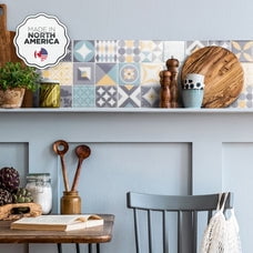 Smart Tiles Peel and Stick Backsplash, 5 Adhesive Tiles, Vintage Multicolored, 9"x9"