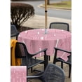 thumbnail image 4 of Outdoor Tablecloth with Umbrella Hole and Zipper, Red Ombre Square Table Cloth 54x54 Inch Waterproof Tablecloth, Farmhouse Stripes Modern Abstract Art Picnic Table Cover for Patio Camping, 4 of 7