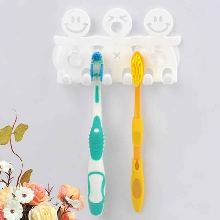 Smile Toothbrush Holder - Smiling Face Cartoon Wall Sucker Toothbrush Rack Holder Plastic Home Bathroom Organizer Tool