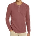 thumbnail image 1 of CVLIFE Hauts d'Été pour Hommes Col Rond Blouse Henley T-Shirts Côtelés Manches Longues Tee Basique Usage Quotidien Pull Rouille Rouge m, 1 of 6